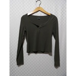 WILD FABLE Ribbed Long Sleeve Crop Top | S